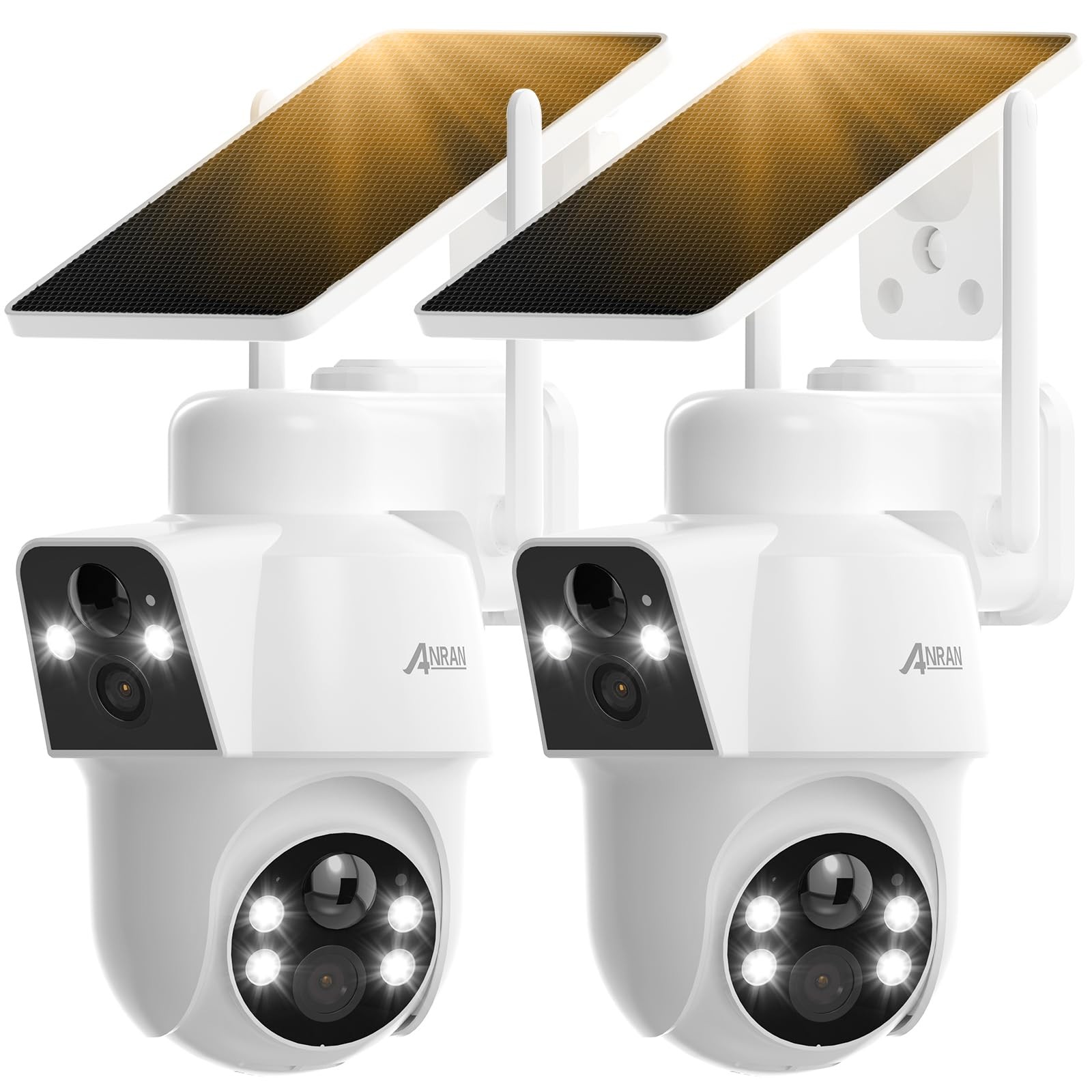 2 Pack Dual-Lens Solar Security Camera Wireless Outdoor - 3MP Fixed Wide-Angl...