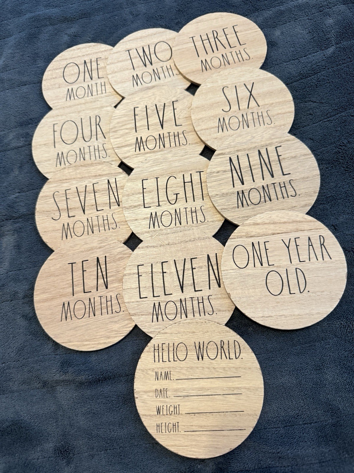 Rae Dunn 13 Piece Baby Milestone Month Discs Hello World One Year Birth Monthly