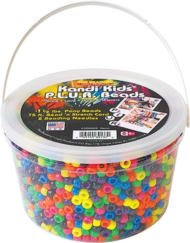 The Beadery Ultra Kandi Neon Rave Beads Bucket Multicolor Craft Jewelry