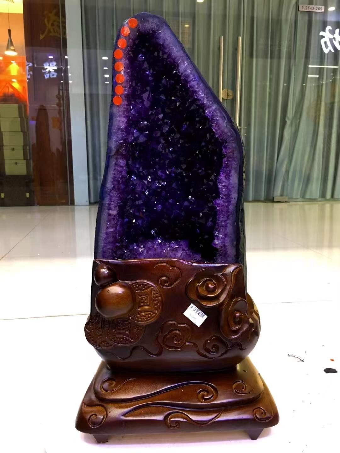 67LB Natural amethyst Geode Mineral Specimen Quartz Energy Healing+stand