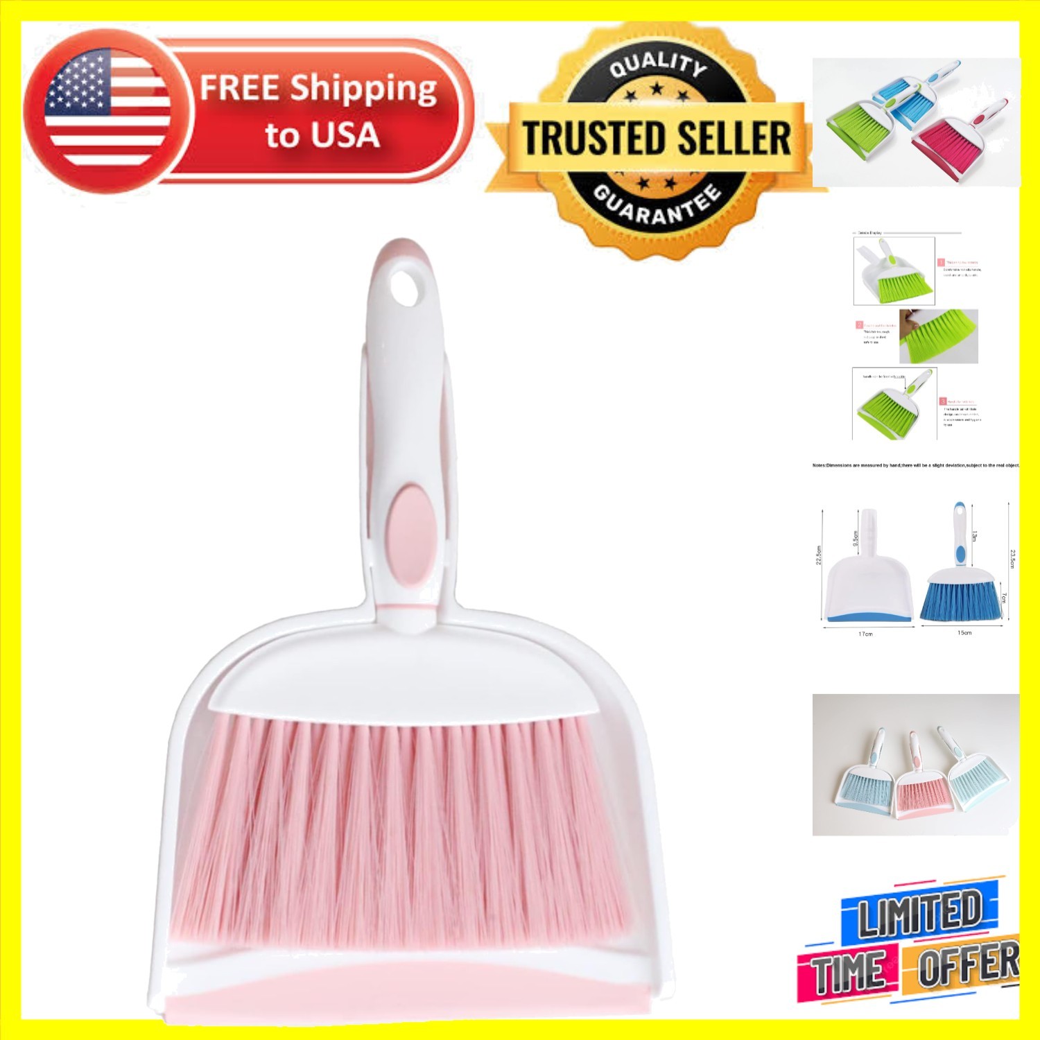 Modern Pink Mini Dustpan and Broom Set – Ultimate Desk and Kitchen Cleaner