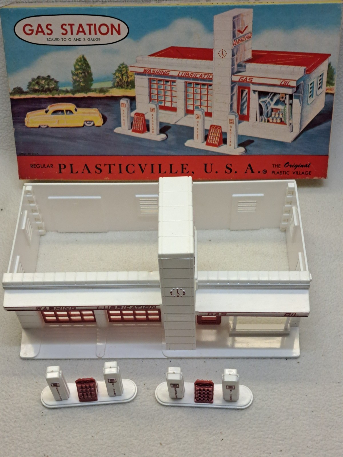 Vintage Plasticville USA Gas Station Partial Kit 1800-149 for O & S Gauge