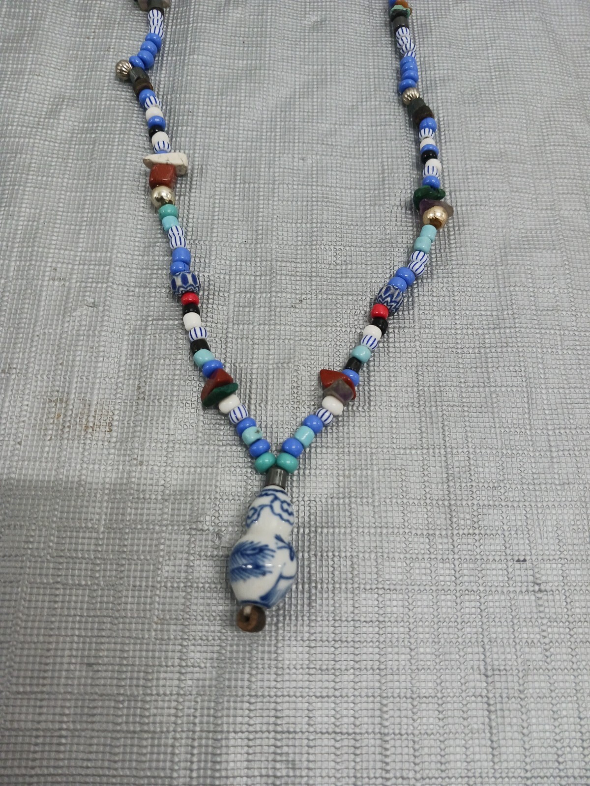 Native American / Peruvian Tibal Beaded Jewelry Necklace Phoenix Pendant 17"