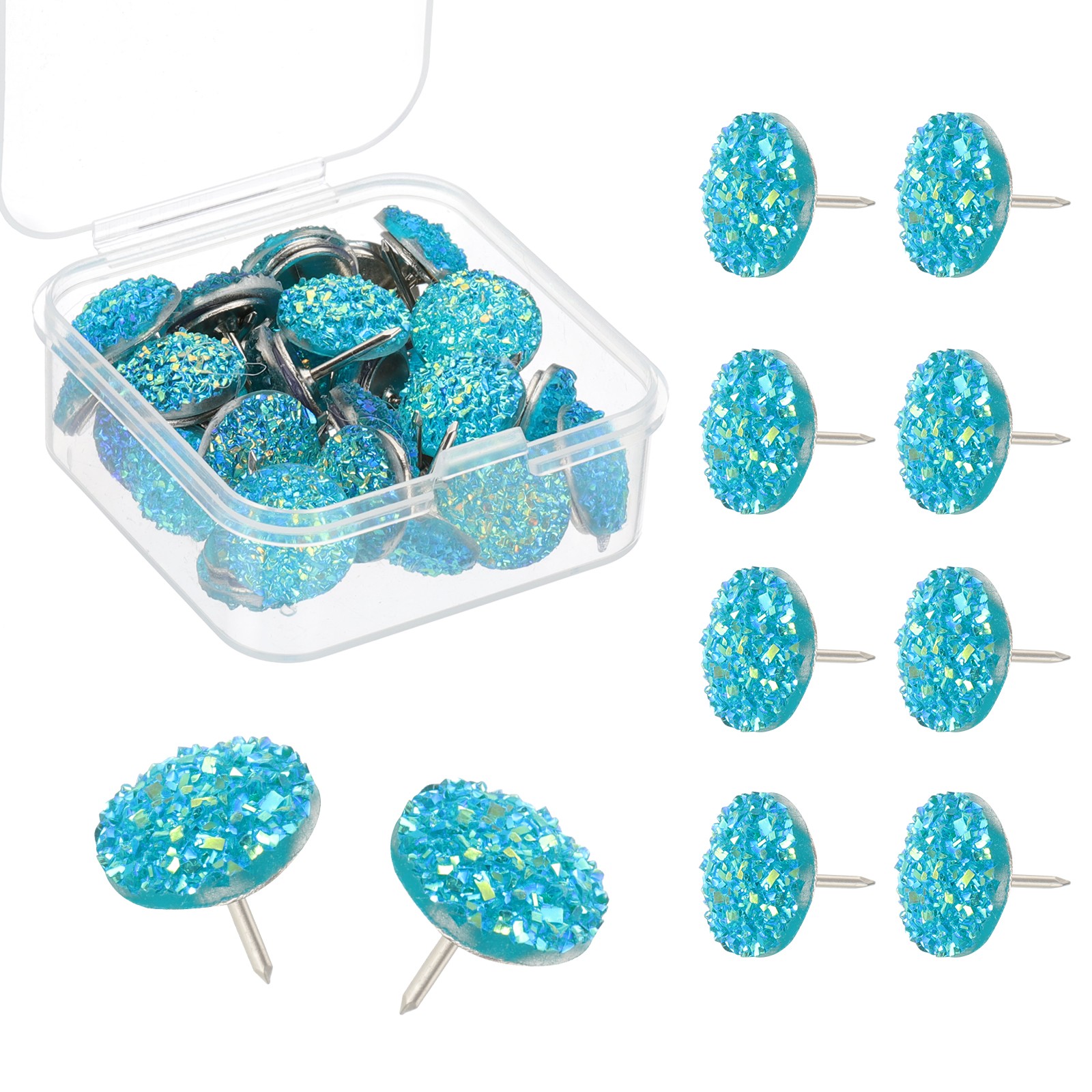 50 pcs diamond dots, decorative dots with shiny crystals, blue