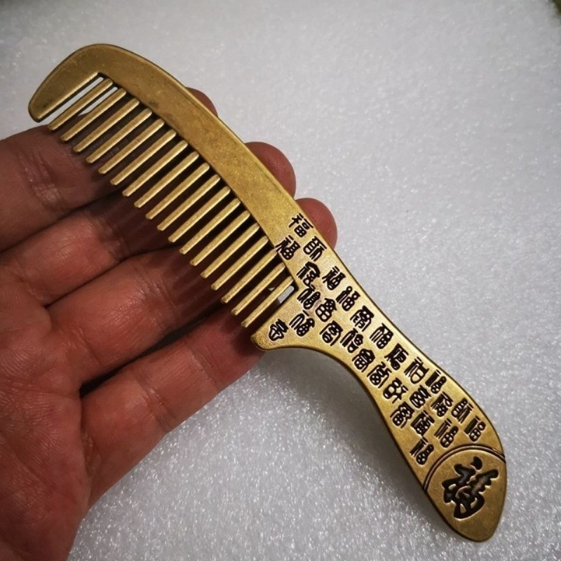 Solid Brass Handmade Blessing Comb Anti Static Hair Care Massage Comb