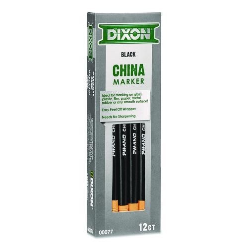 Dixon 000770002 China Marker, 0.37" x 7", Black, 3 Dozens