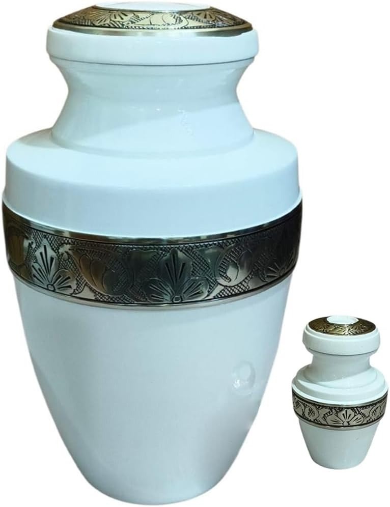 At Peace Memorials Tranquility Ivory Urn for Ashes SET