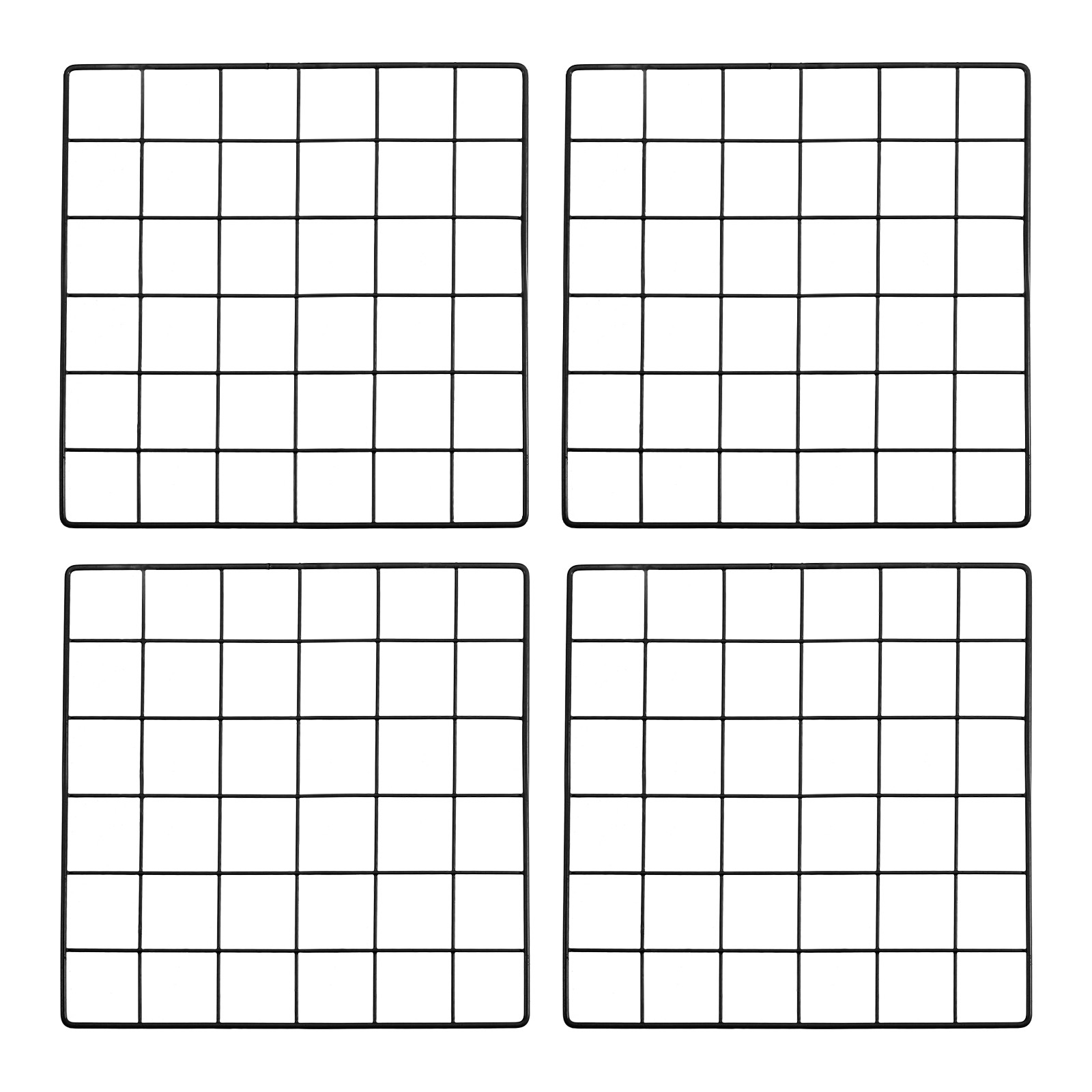 12x12" Wire Grid Panel, 4 Pcs Iron Decorative Wall Grid, Black