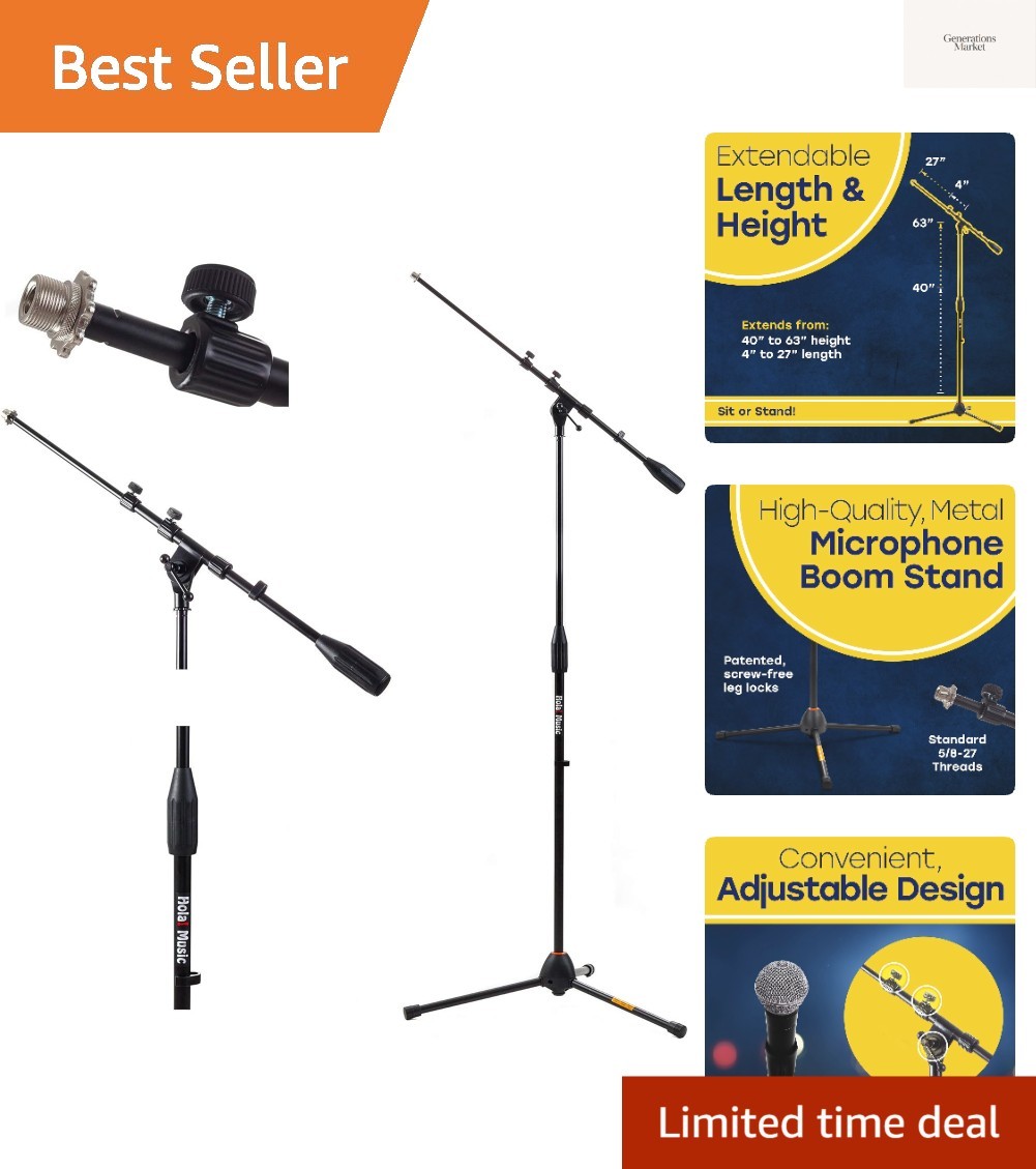 Mic Stand w/Adjustable Height for Home, Studio, Office or Stage Use - Standar...