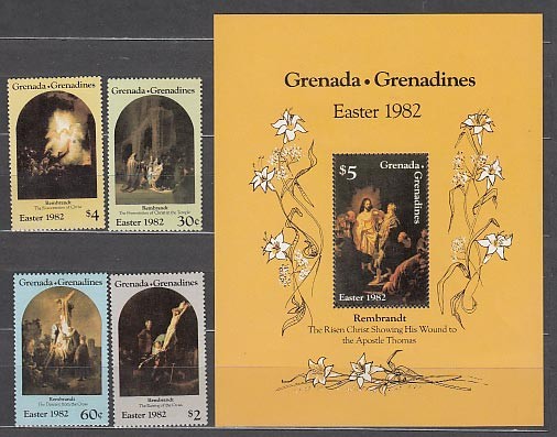 Grenada-Grenadines - Post Yvert 442/5+H.66 ** Mnh Rembrandt Paintings