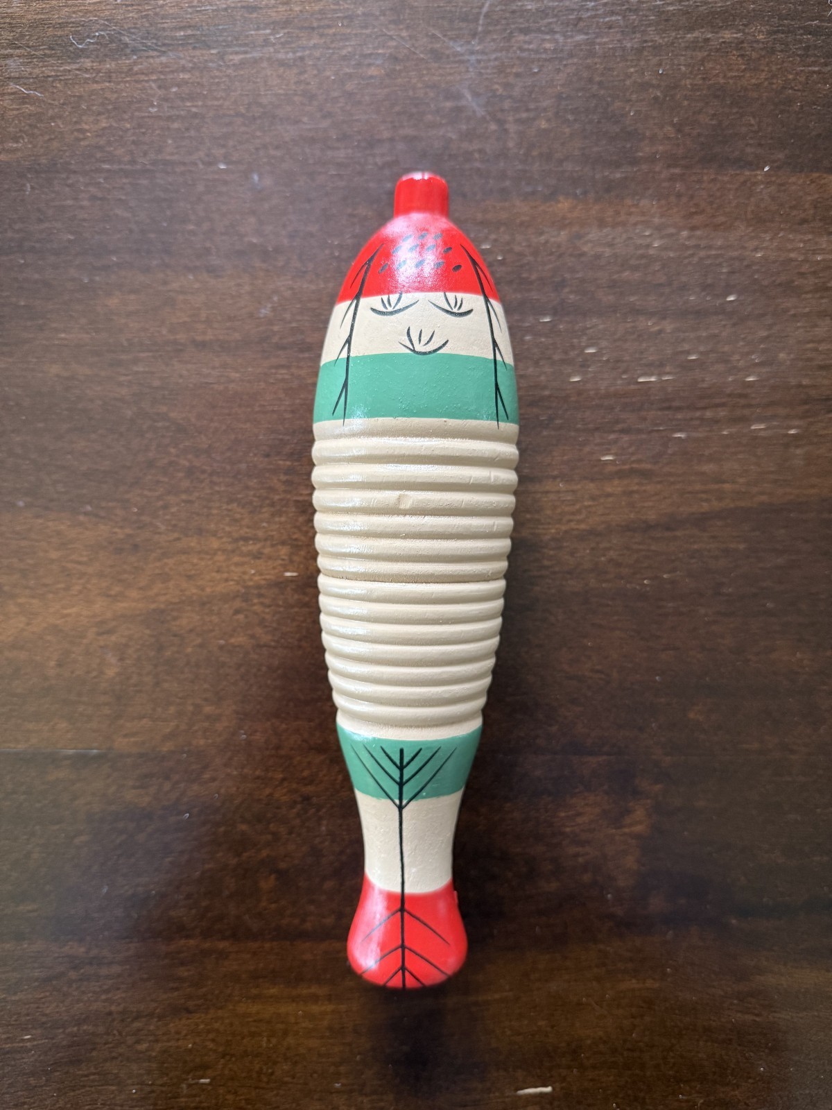 Vintage Wooden Fish Guiro Handheld Percussion Latin Instrument  8 inches