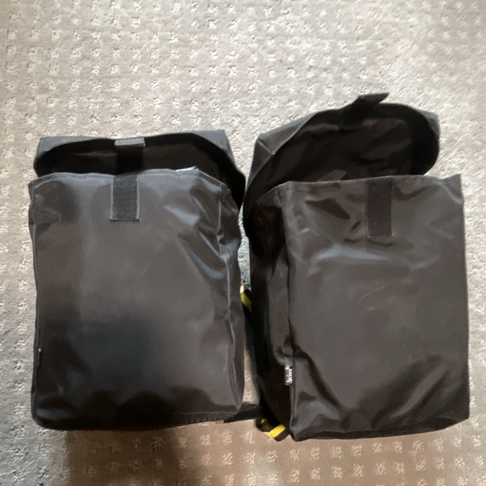 Axius Double Rear Pannier Set Black Fabric Carry Handle Hook & Loop Closure