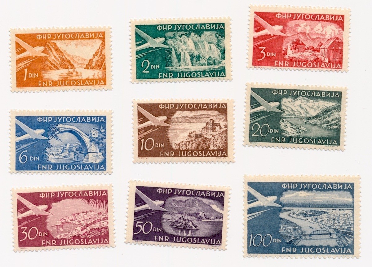 YUGOSLAVIA stamps 1 - 100 Dinara 1951 Airmail MNH CV $92