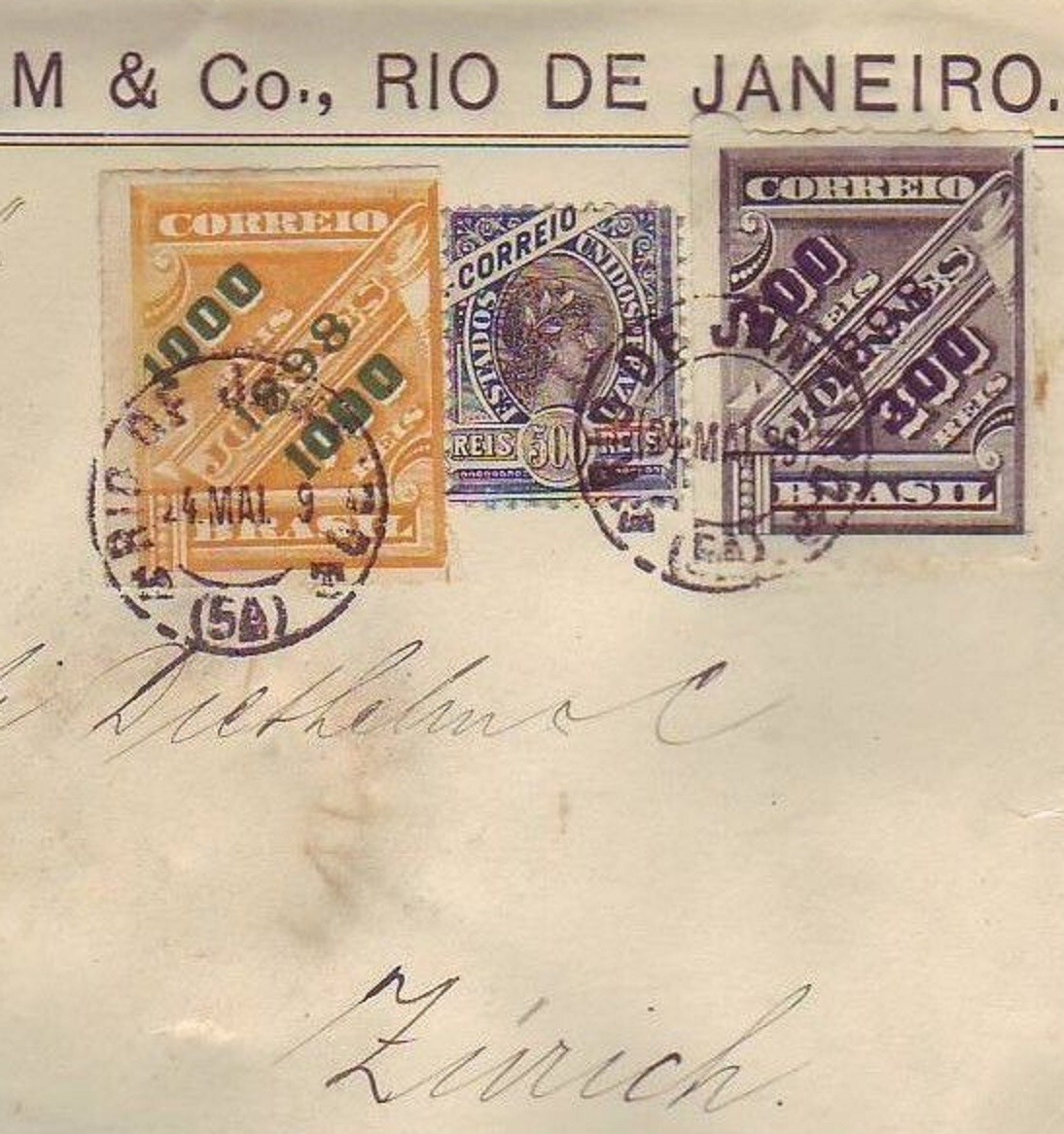 BRAZIL to SWITZERLAND SURCHARGES on NEWSPAPER STAMPS & MORE - A RARE FRANKING !!