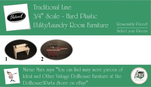 IDEAL Vintage Dollhouse Furniture, 1940s-1950s Style, 3/4” Scale Hard Plastic