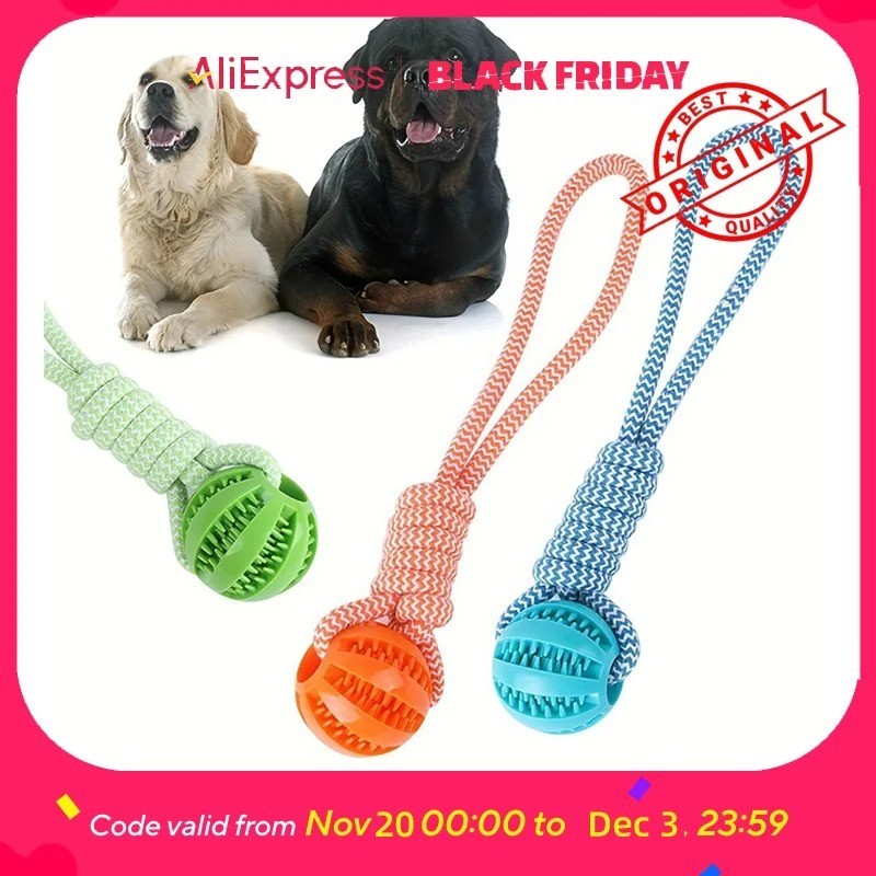 Interactive Dog Tug Rope Toy Treat Dispenser Ball Durable Chew Toy