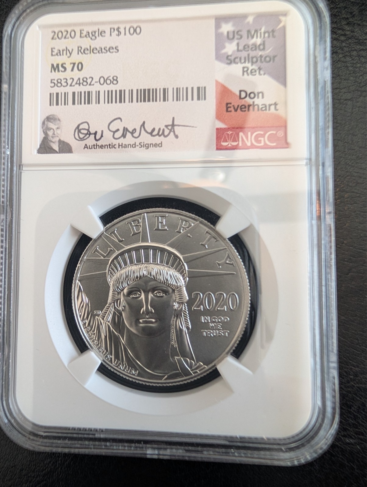 2020 $100 PLATINUM EAGLE  Early Releases 1 OZ  - NGC MS70