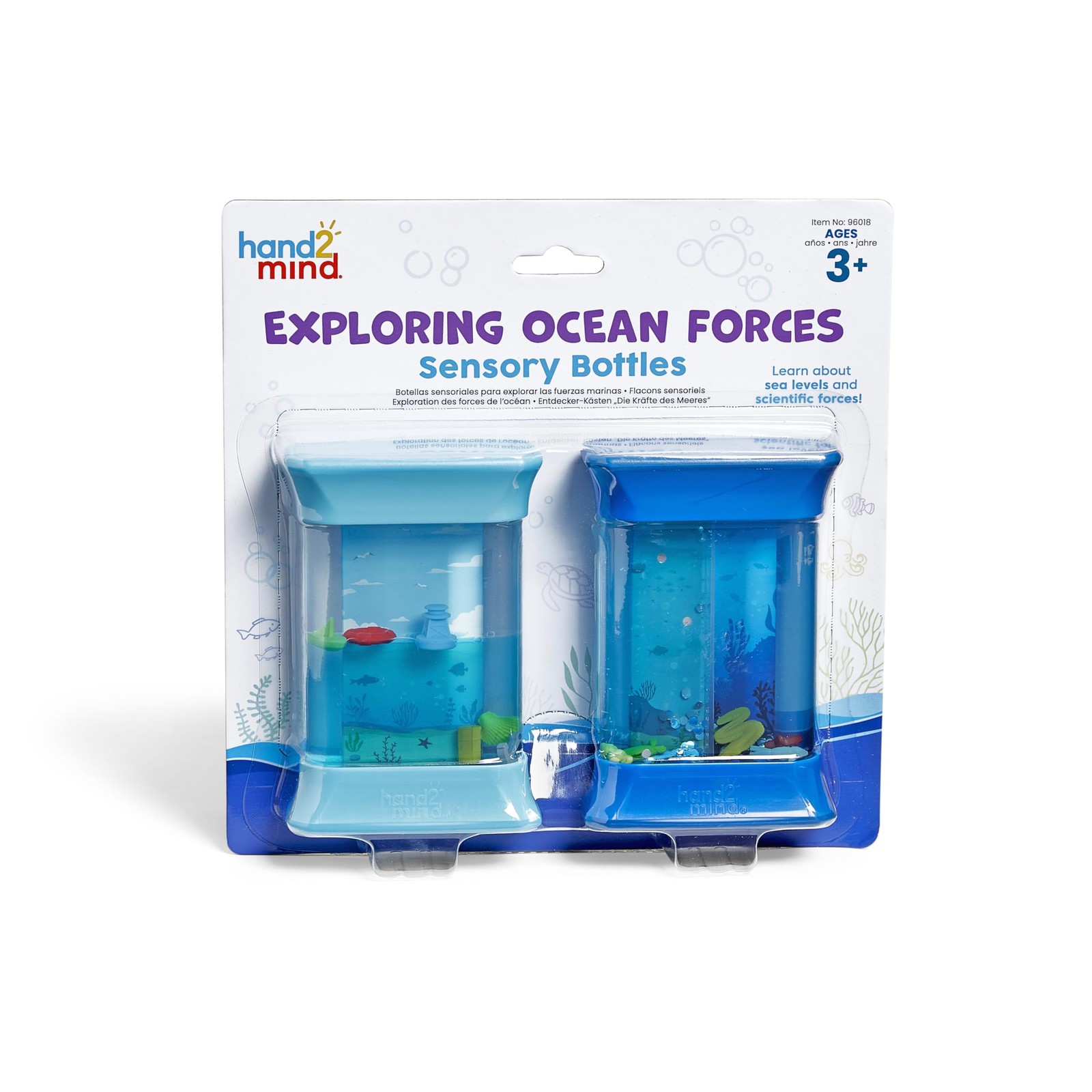 hand2mind Exploring Ocean Forces Sensory Bottles, Quiet Medium, Multicolor 