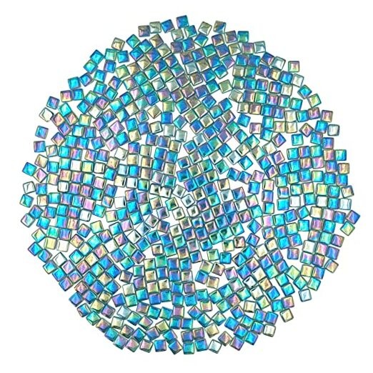 1.1lb Square Crystal Mosaic Tiles, Iridescent Mosaic Glass Tiles for Cyan