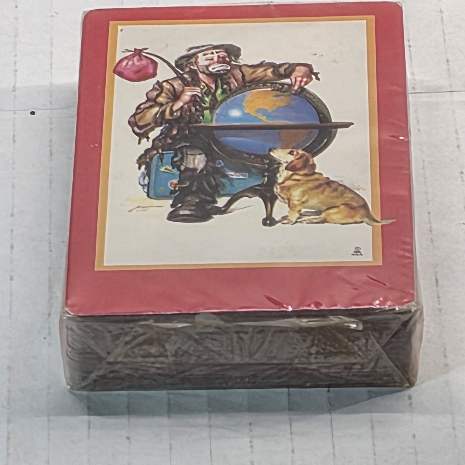 VTG Hoyle Playing Cards Sealed Hobo Traveler Dog Globe Red Border Made In USA