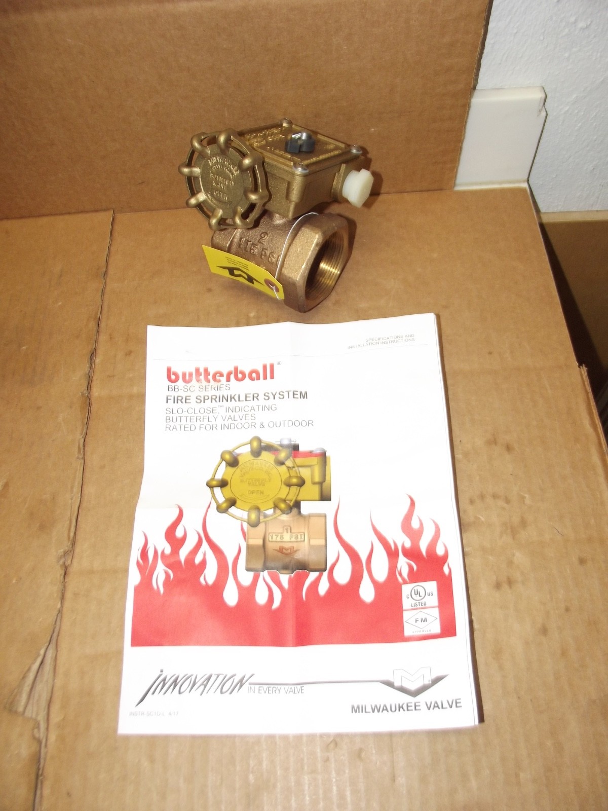 milwaukee butterball butterfly valve 2" inch brass