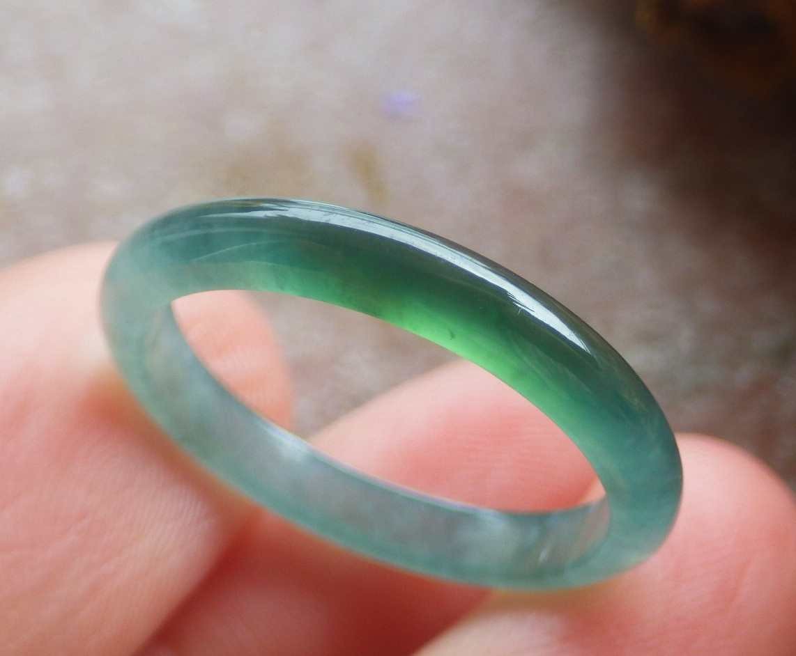Video Certified Natural Green A Jadeite Jade Round Circle Ring NO. 7.25 420041