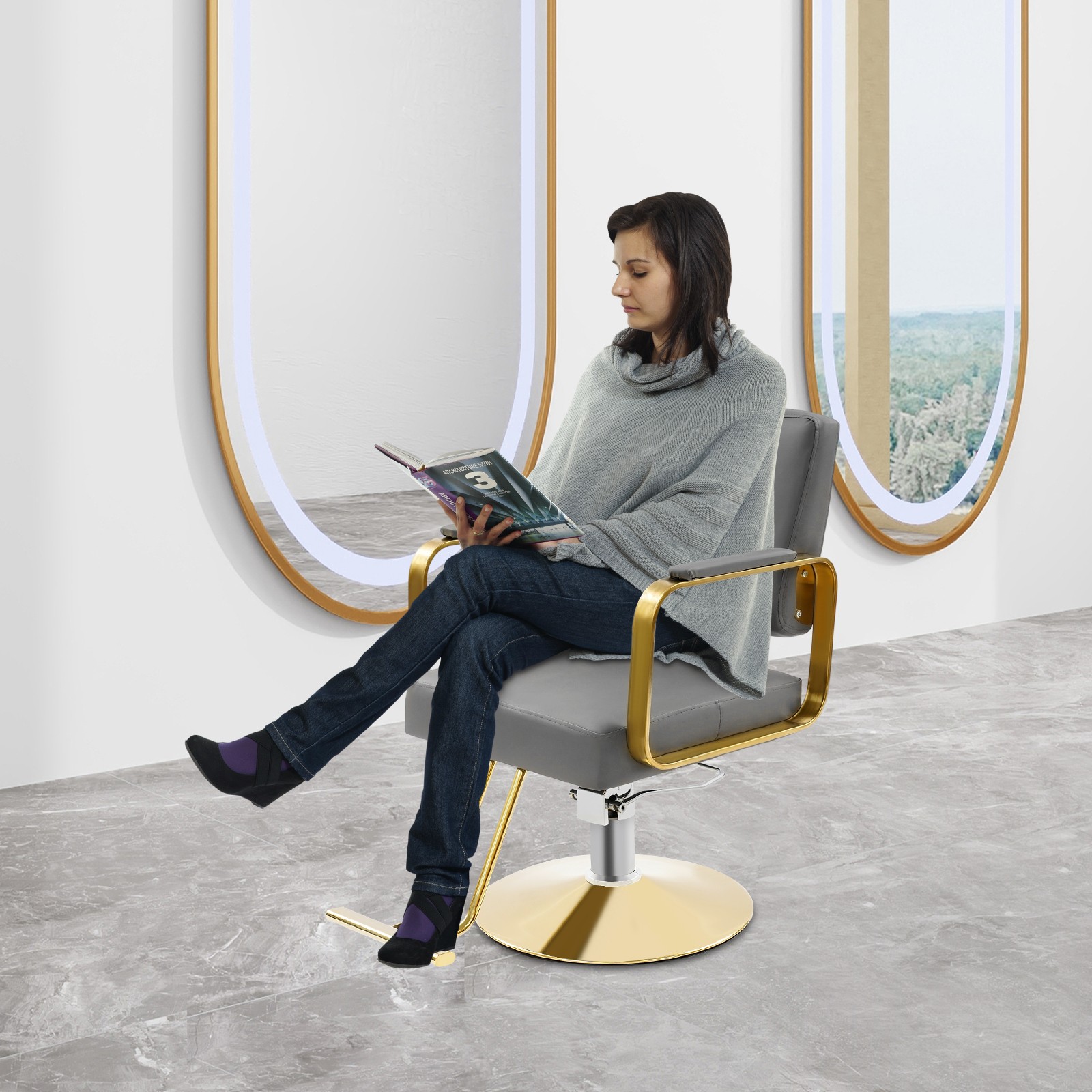 360° Rotating Salon Chair - Adjustable Height, Hair Stylist Pro Stool NEW