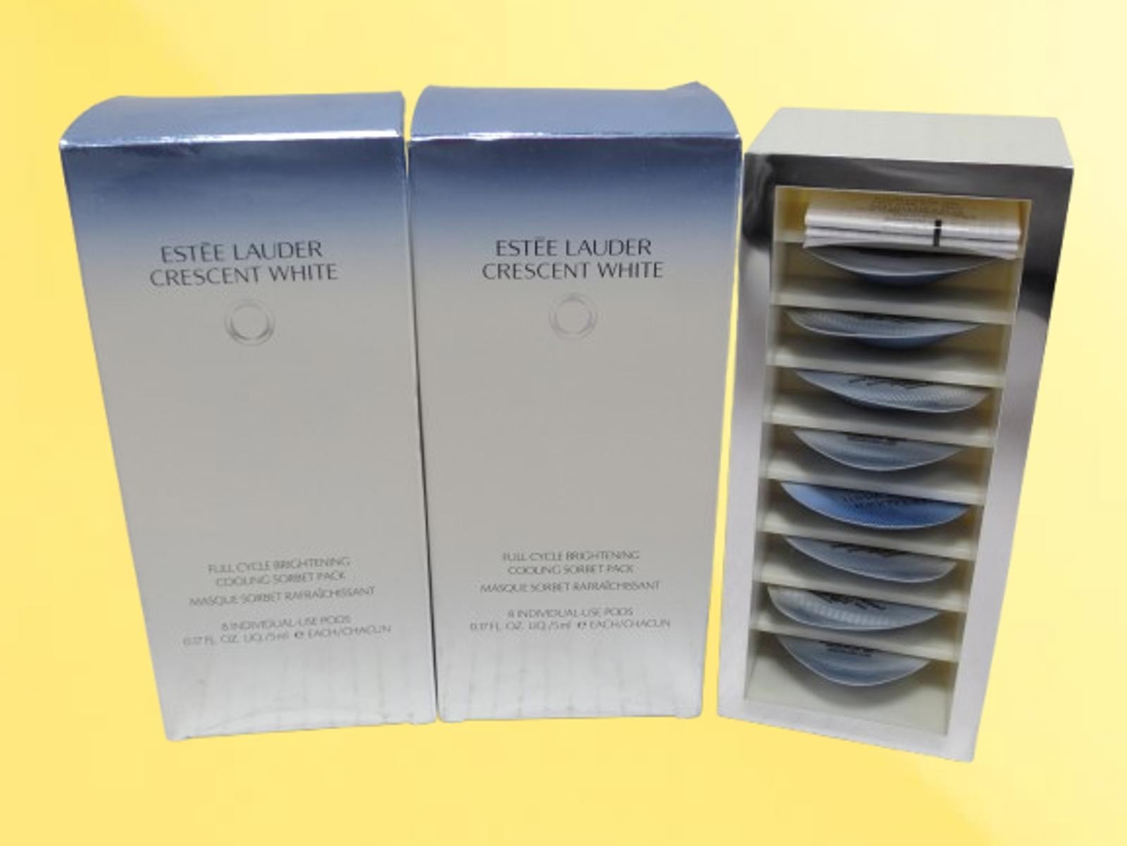 ESTEE LAUDER CRESCENT WHITE BRIGHTENING COOLING SORBET 8 PODS PACK BOXED 2PCS