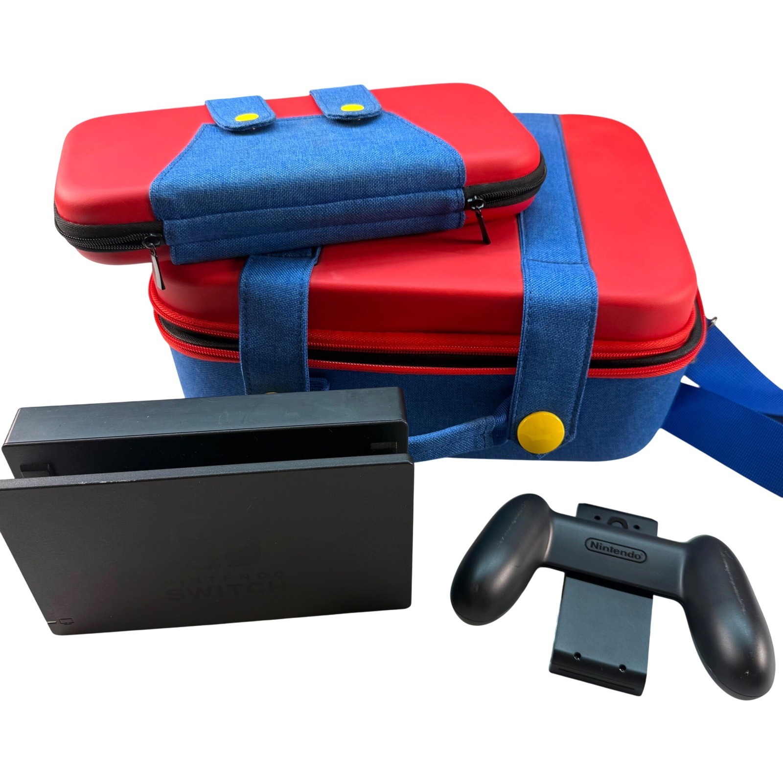 Nintendo Switch Dock Joy Con Grip Mario Style Travel Case Bundle