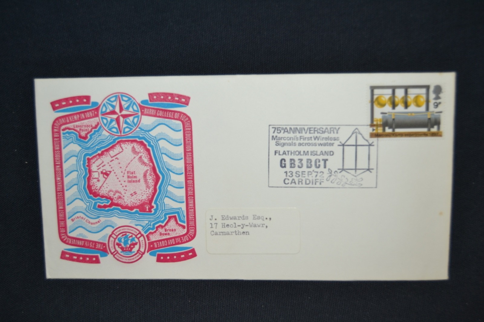 GB first day cover 1972 BBC with Marconis first wireless Flatholm cancel