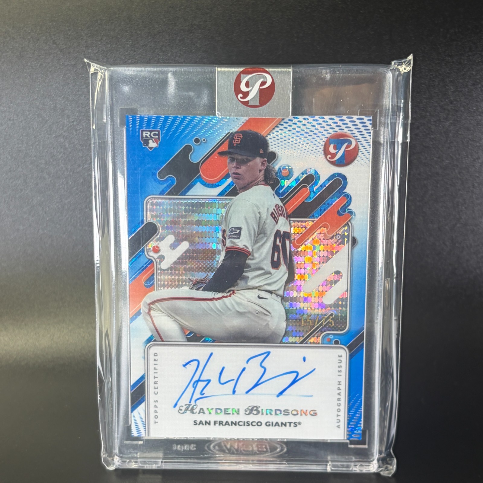 2025 Hayden Birdsong Topps Pristine Encased Rookie Auto Blue 15/75 Giants RC