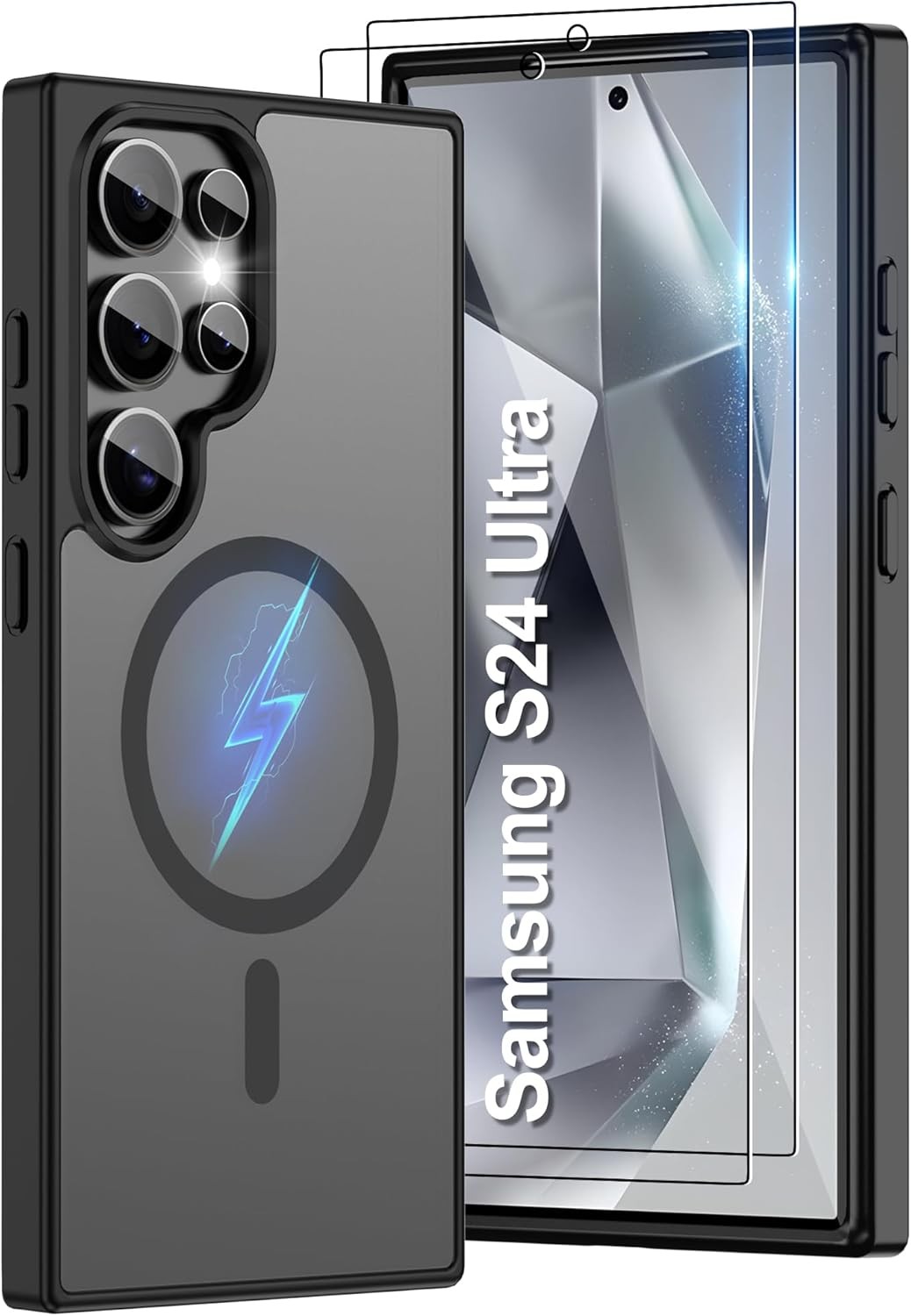 Samsung Galaxy S24 Ultra Case Translucent Matte Magnetic Slim Cover Black