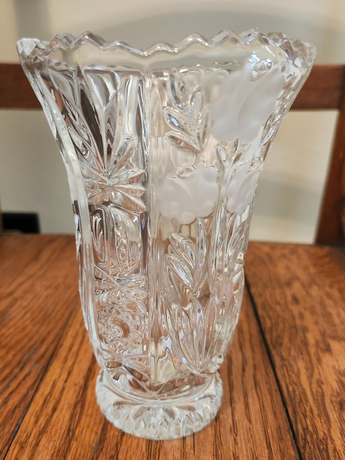 Oxford Rose 24%  Lead Crystal Vase - 6 1/2"  - Floral - Germany - Anna Hutte