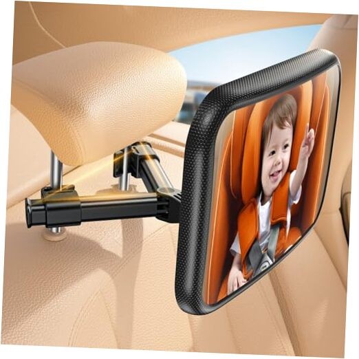  Baby Car Mirror for Backseat - [2025 Safest Triangle Hook Clip] Acrylic 12.8"