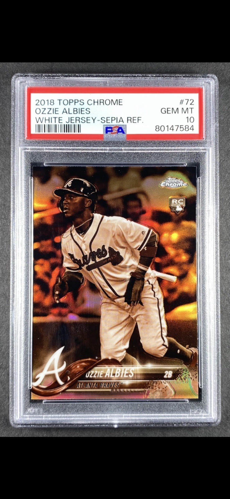 2018 Topps Chrome SEPIA Refractor OZZIE ALBIES Rookie PSA 10 BRAVES Netherlands