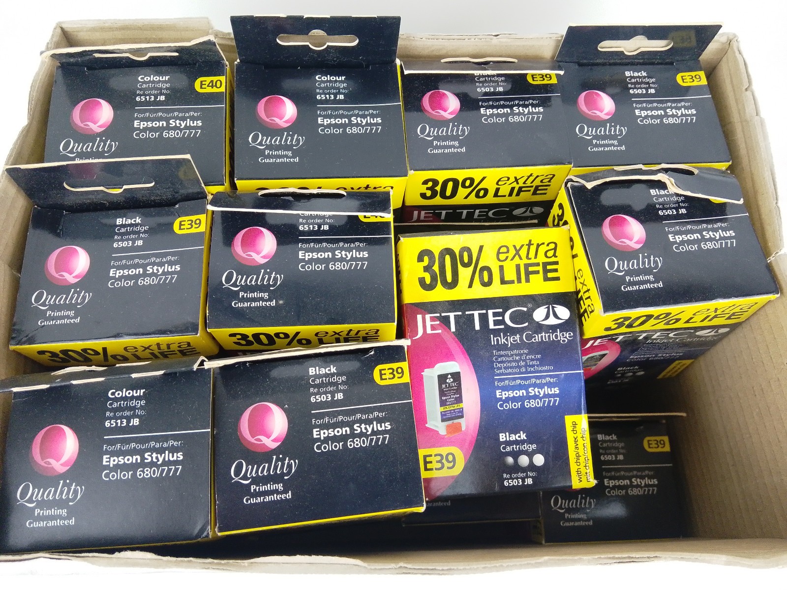 Lot Stock 25 Cartouches Inkjet Epson Couleur de Stylet 680 777 6513 Jb Jet Tec