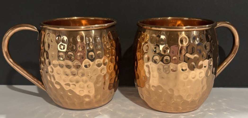 Hammered Copper Cure Copper Mugs - set of 2