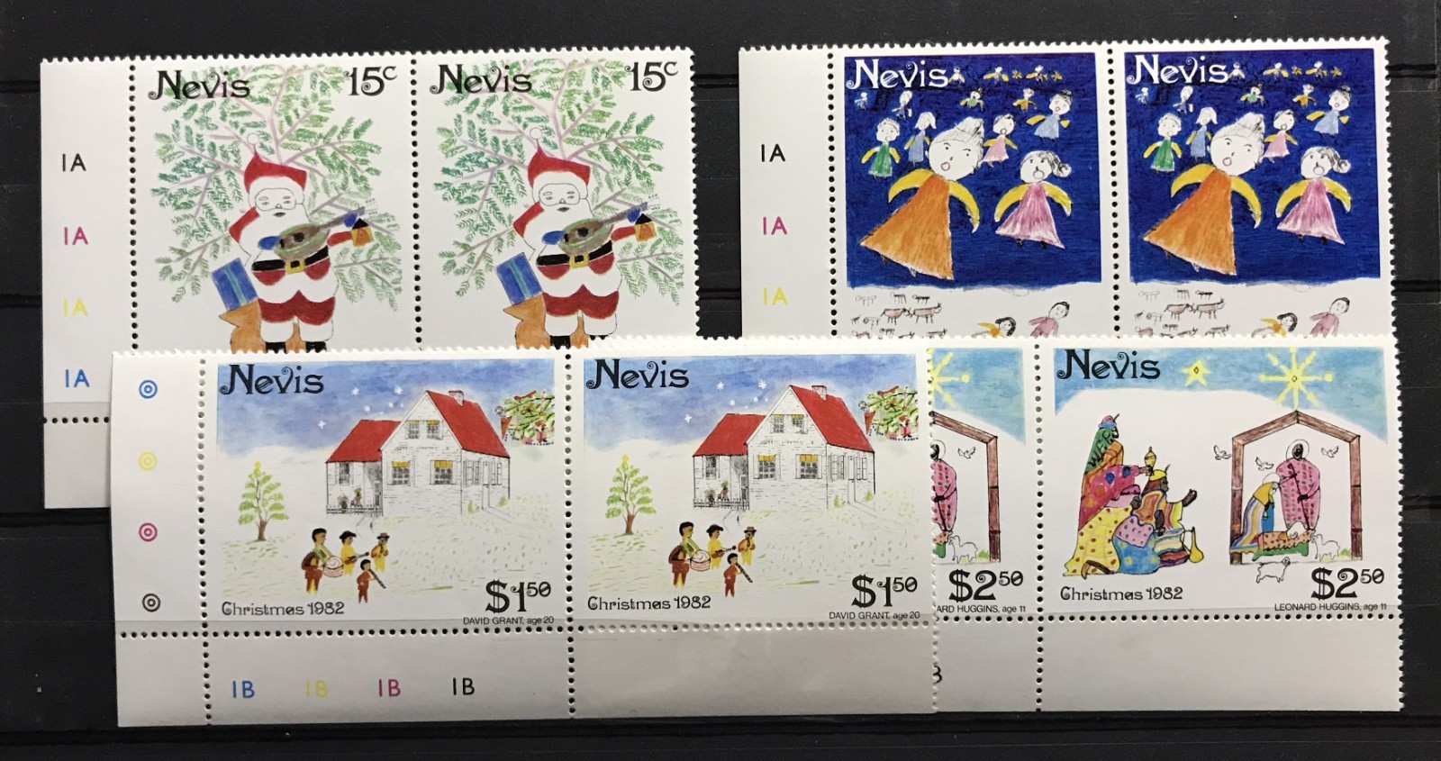 NEVIS -  1982 CHRISTMAS NHM PAIRS SG 94 - 97