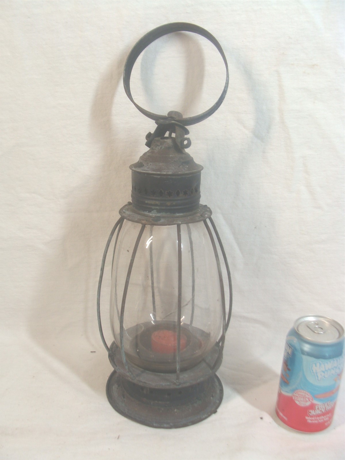 Antique 19C Pierced & Punched Tin & Wire Lantern