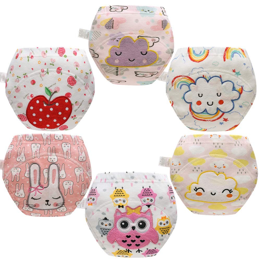 Skhls Baby Toddler Thick Absorbent Potty Training Pants 2T, 6pcs Girls' 