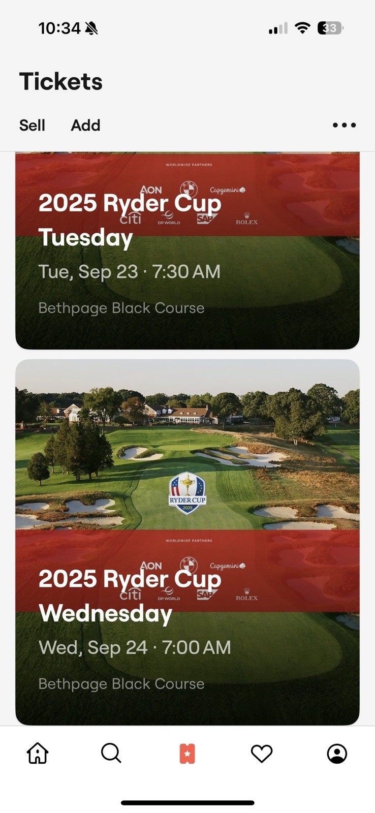 Ryder Cup 2025 Parking Pass Bethpage Black - All Days Available. 