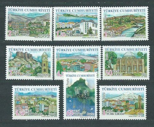 Turkey - Mail 2008 Yvert 3382/90 ** MNH Turkish Cities
