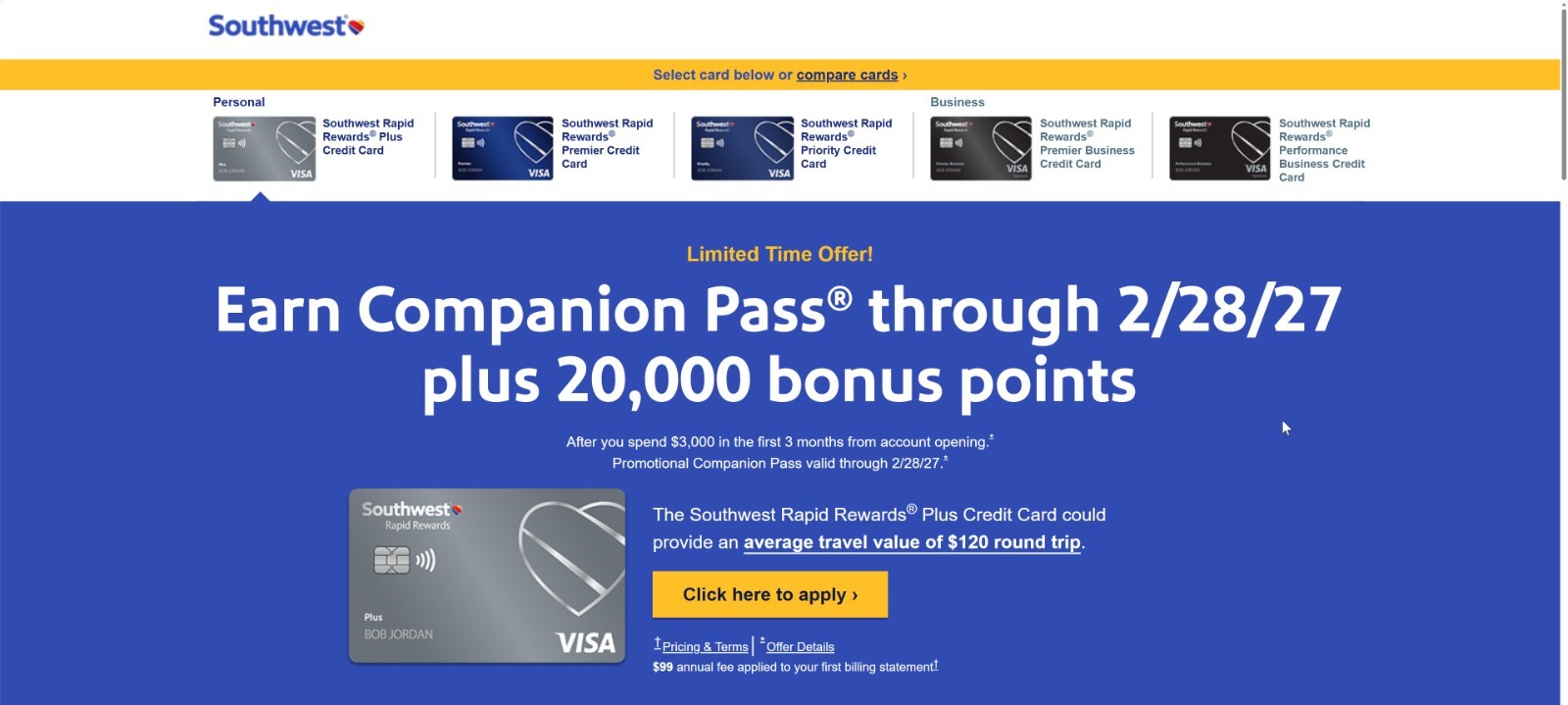 $100 Bonus! Southwest Credit Card Companion Priority Plus. USA Seller