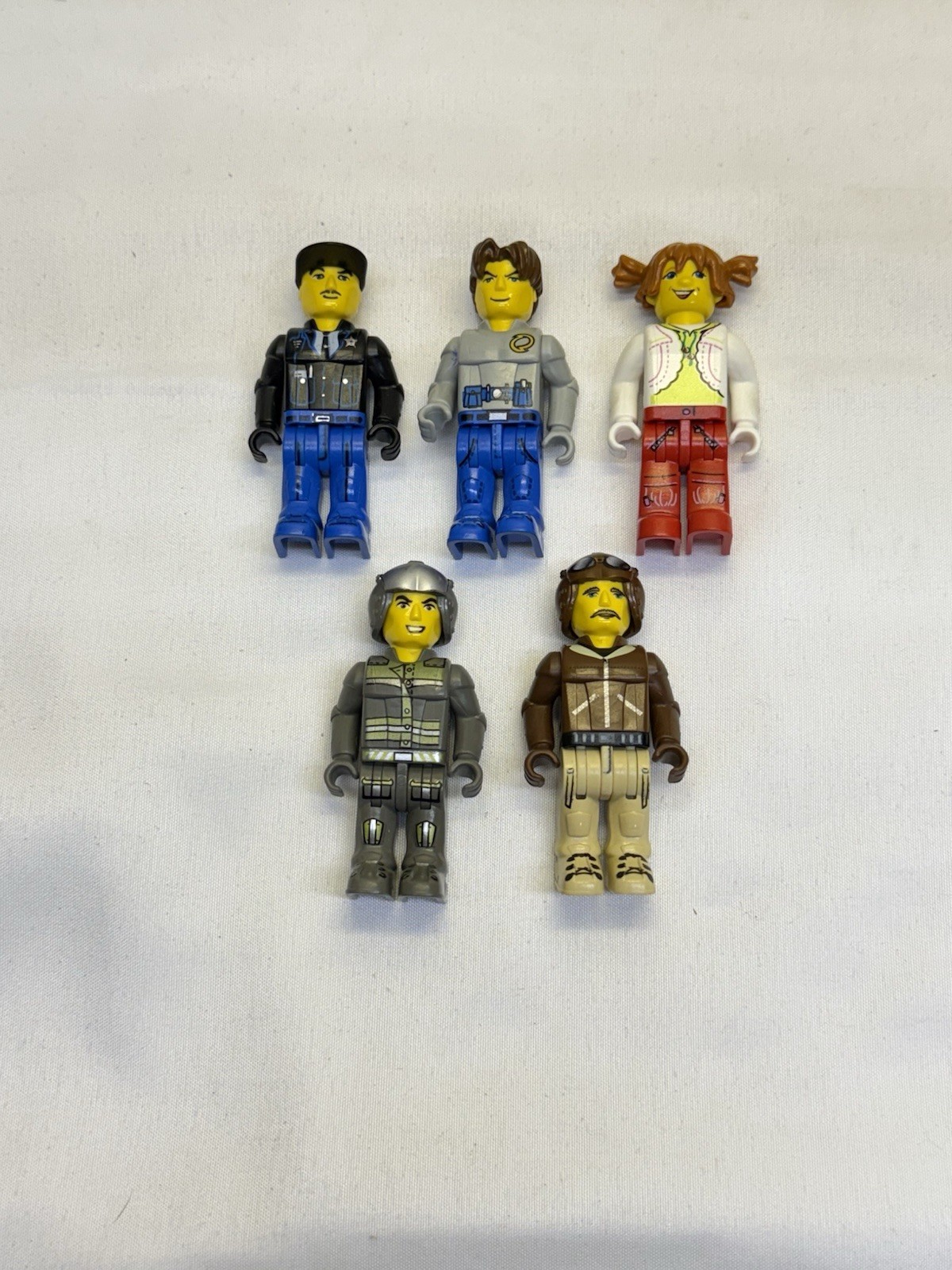 Retired Vtg Lego Minifigures Jack Stone Lot Of 5: Police Girl Boy Aviator Res Q