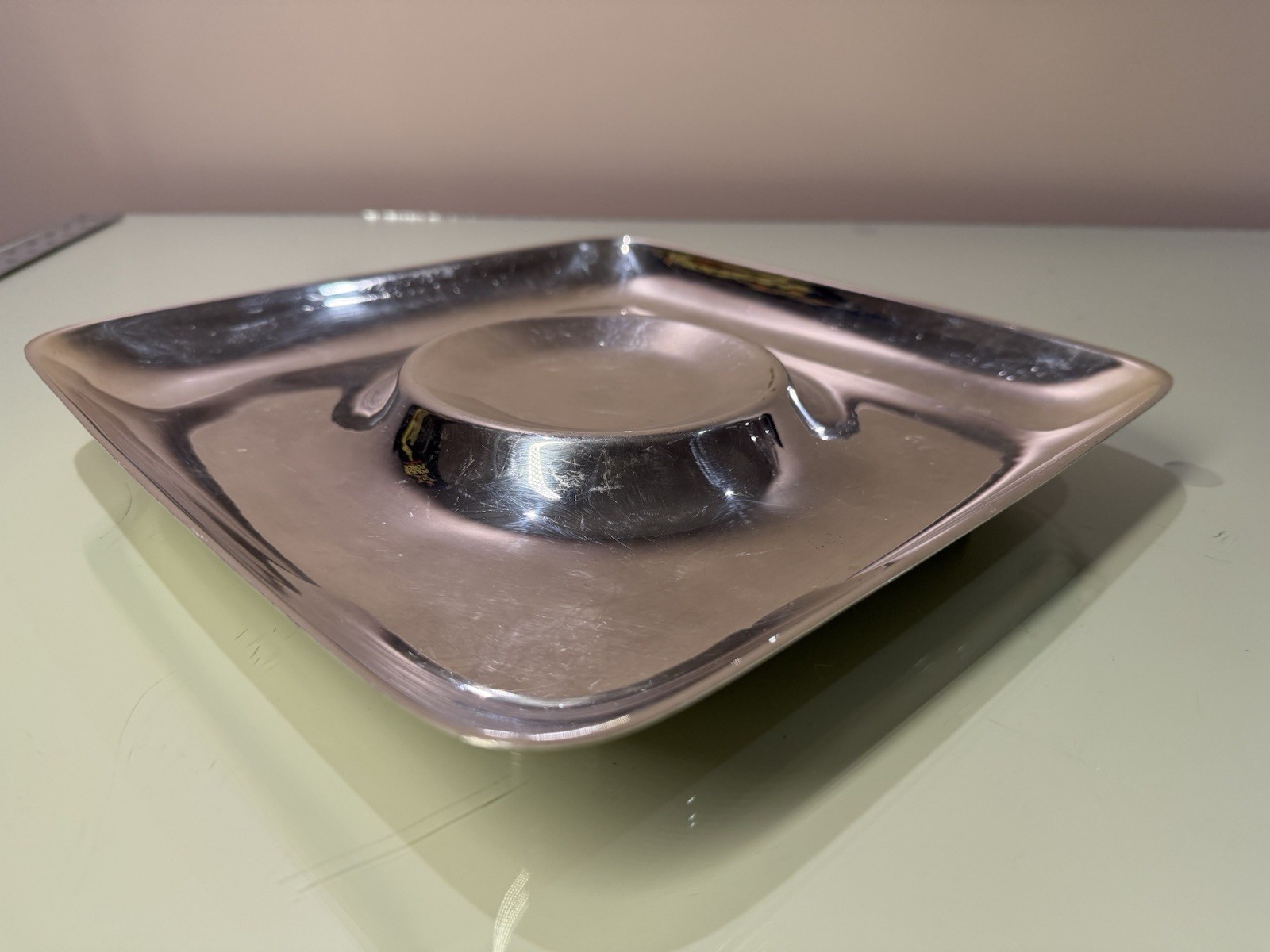 Vintage BRISTOL SILVER 71 Chip & Dip Footed Serving PLATE PLATTER 11.5” Square