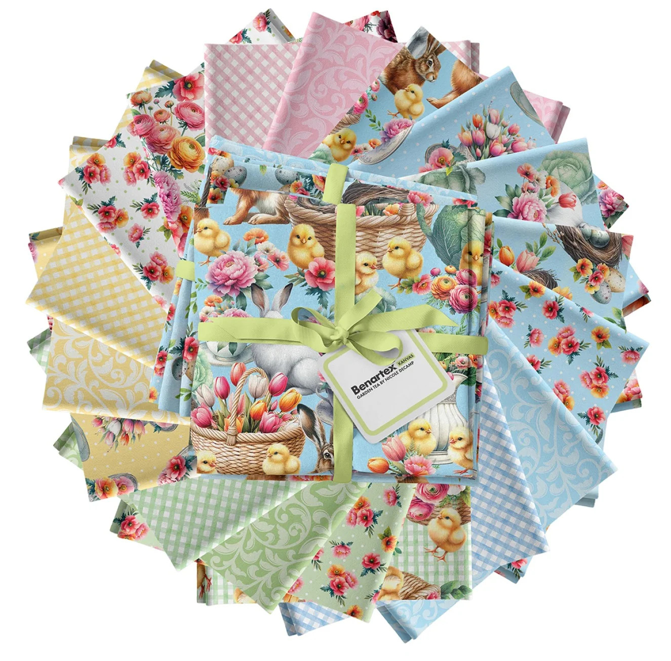 Benartex - Garden Tea Fat Quarter Bundle by Nicole Decamp 18 pcs