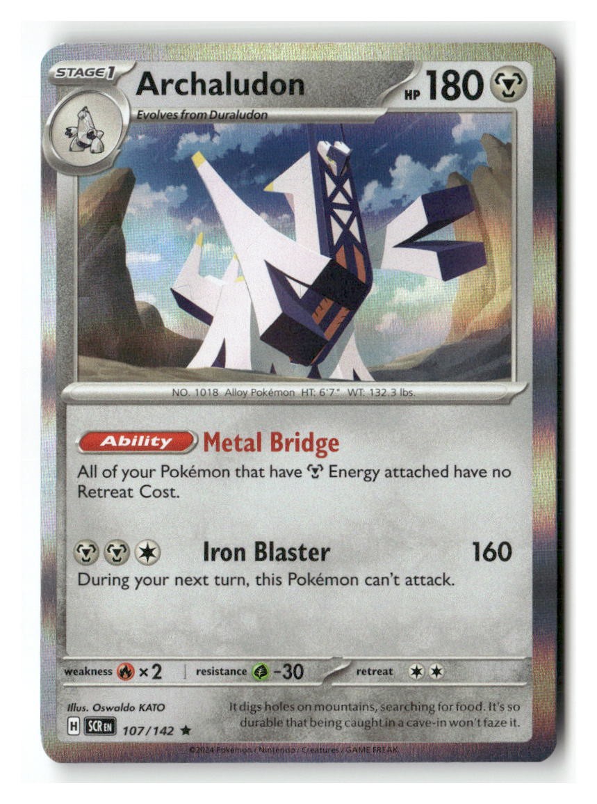 Archaludon 107/142 Rare Stellar Crown Pokemon Holo Near Mint