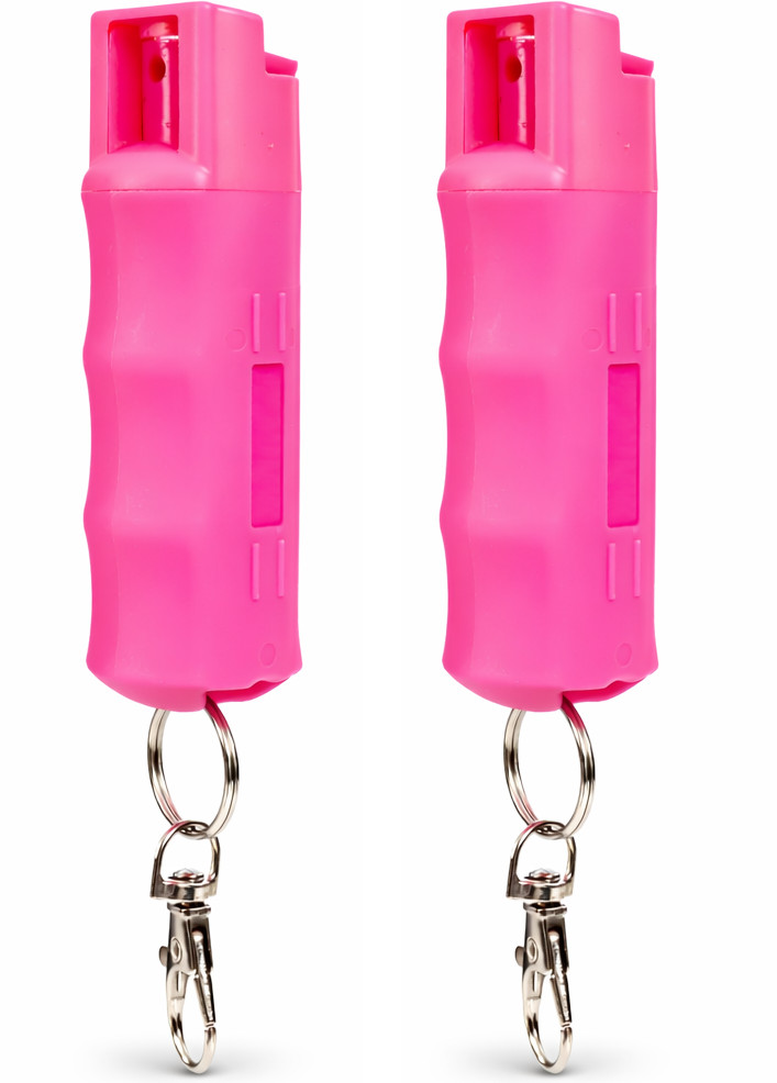 2 Pack Burn Pepper Spray Keychain .50oz Police Strength Personal Safety Pink