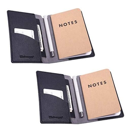  Journal Cover, 2 Pack PU Leather Notebook Cover for Field Notes, or Black