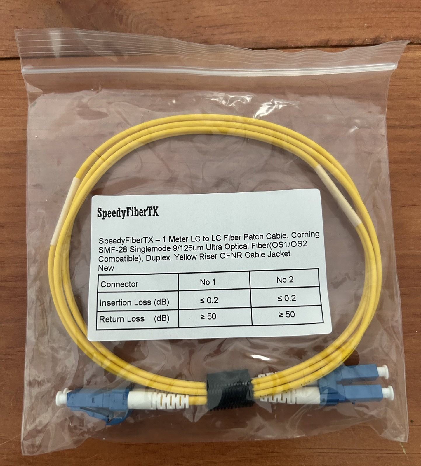 LC to LC Singlemode Duplex 9/125 Fiber Optic Jumper Patch Cable 1M Lot of 6-New